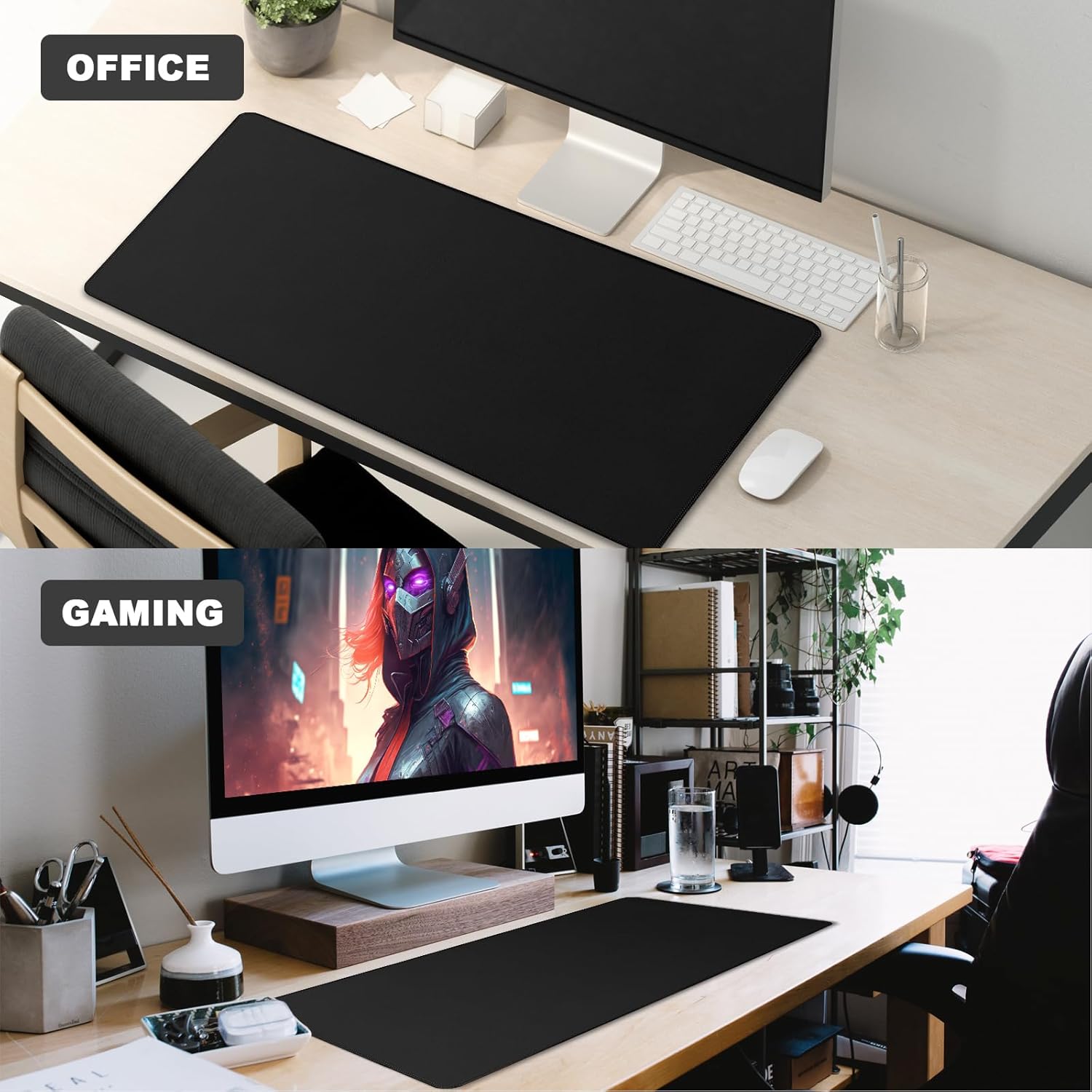 Large Mouse Pad, Desk Mat Office Desk Pad Gaming Mouse Pad with Stitched Edges, 31.5" x 15.7" Mousepad with Non-Slip Waterproof Rubber Base for PC Laptop Desk Home Office Accessories, Black - Image 7